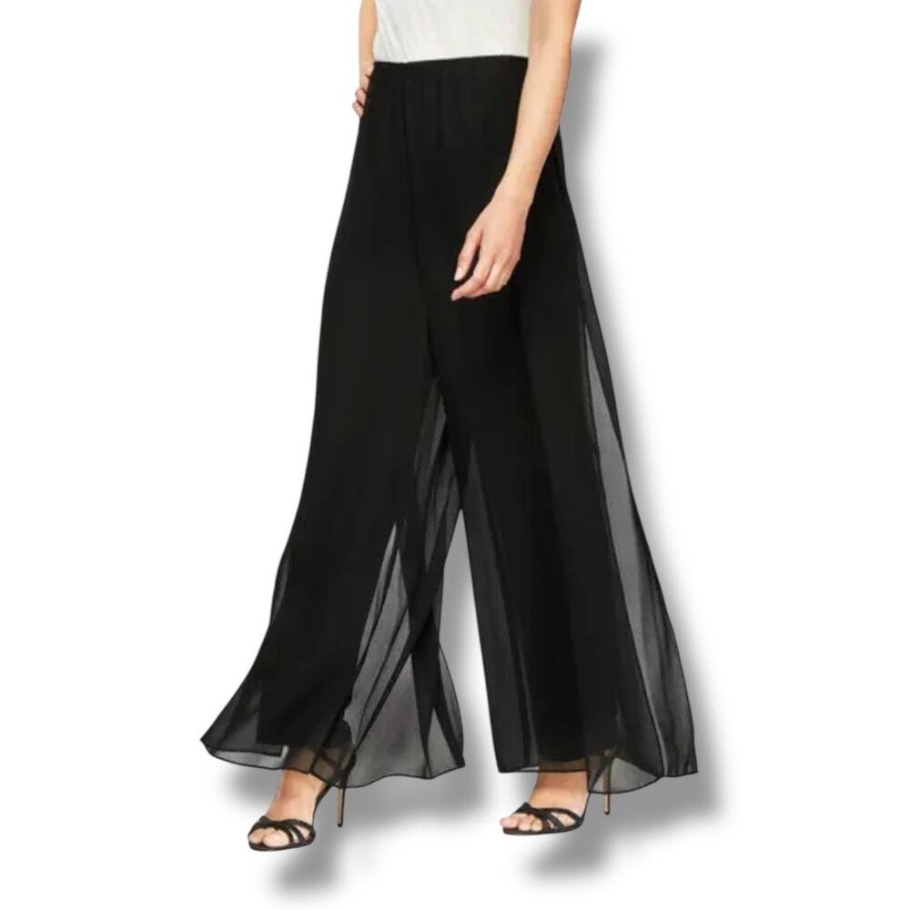 Connected Apparel chiffon overlay high waisted wide leg pants